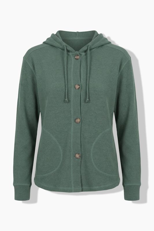 Veste à capuche en molleton de coton bio, texture gaufrée