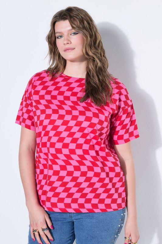 T-shirt oversize, motif damier