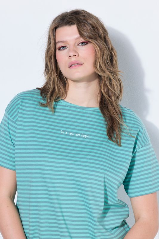 T-Shirt oversize rayé avec message