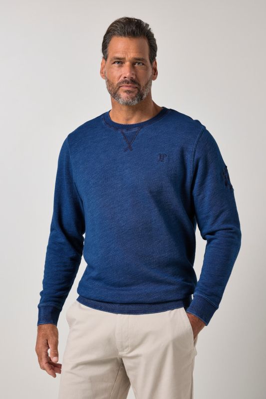 Sweat-shirt à col rond, teinture bleu indigo - jusqu'au 8 XL