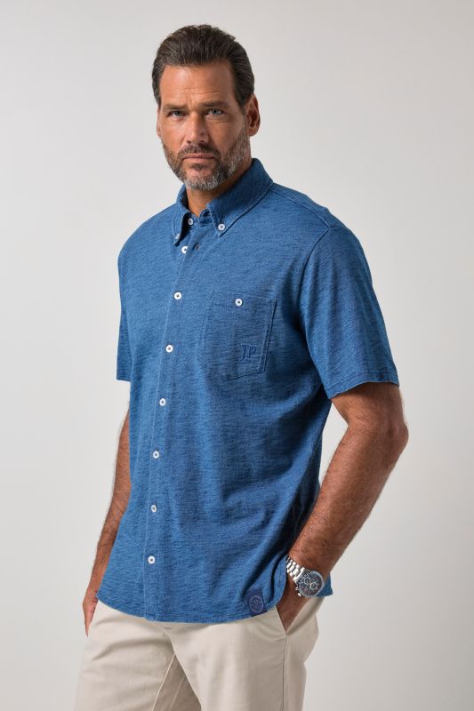 Chemise en jersey, manches courtes et col à pointes boutonnées, coupe Modern Fit - jusqu'au 8 XL