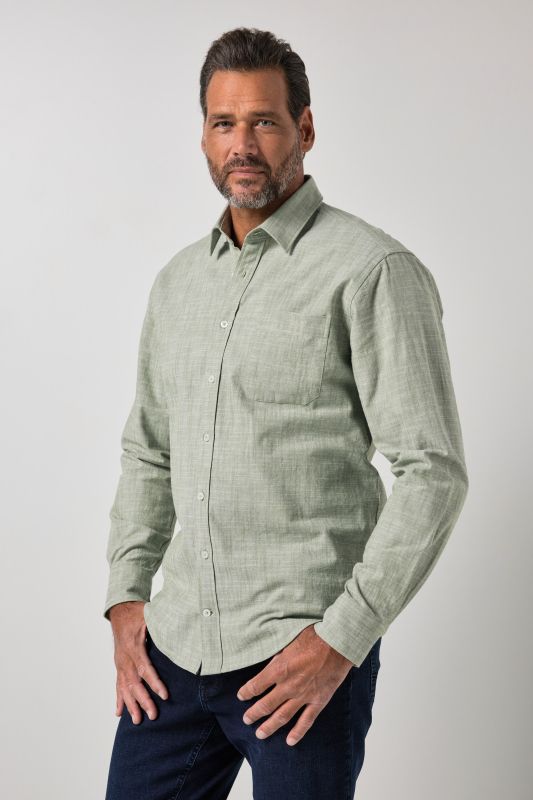 Chemise aspect lin, manches longues et col Kent, coupe Modern Fit - jusqu'au 8 XL