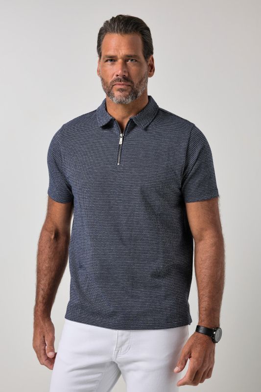 Polo FLEXNAMIC®, tissu Jacquard, manches courtes et fermeture zippée - jusqu'au 8 XL