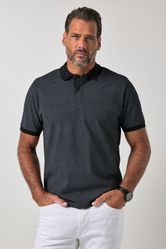 Polo en jersey, motif minimaliste, manches courtes - jusqu'au 8 XL