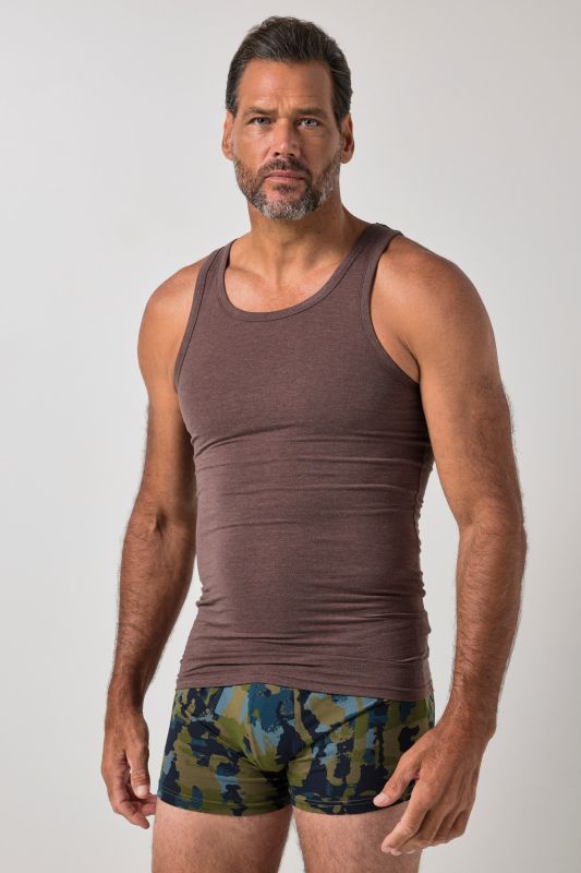 Maillot de corps, jersey côtelé chiné, modèle sans manches - jusqu'au 8 XL