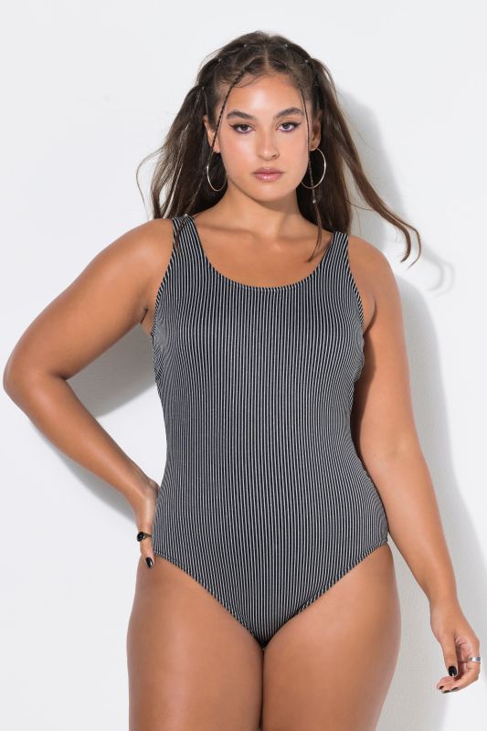 Maillot de bain rayé, bonnets souples et rayures scintillantes