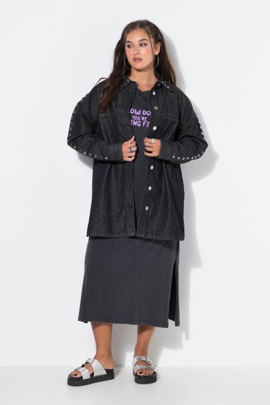 Chemisier en jean oversize, œillets fantaisie