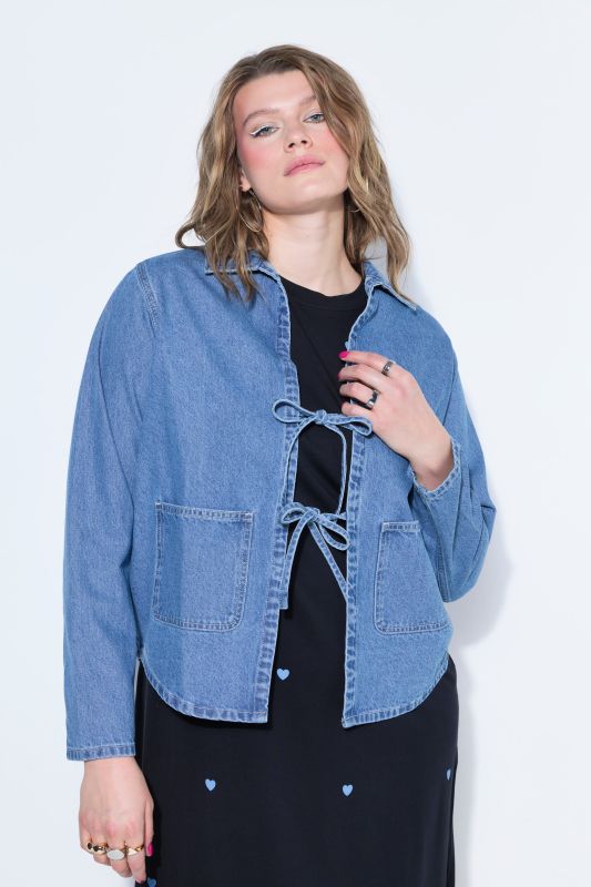 Surchemise en jean oversize à laçage