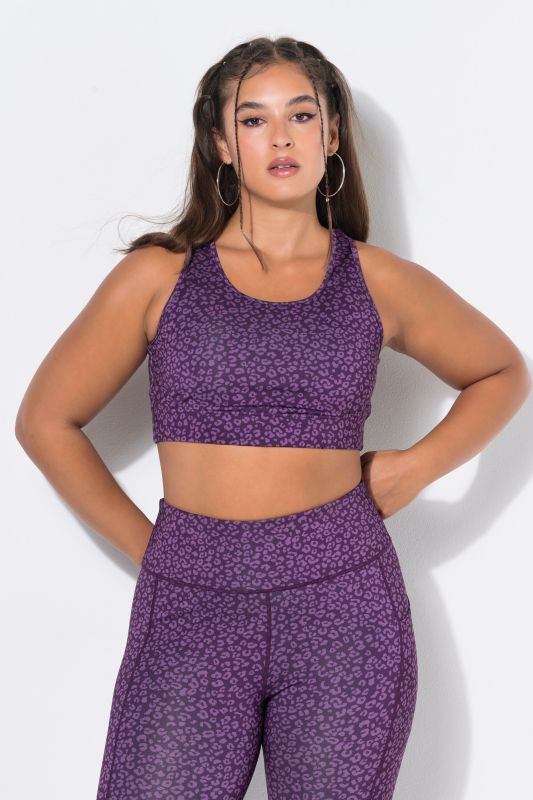 Brassière de sport à motif léopard et doublure en mesh