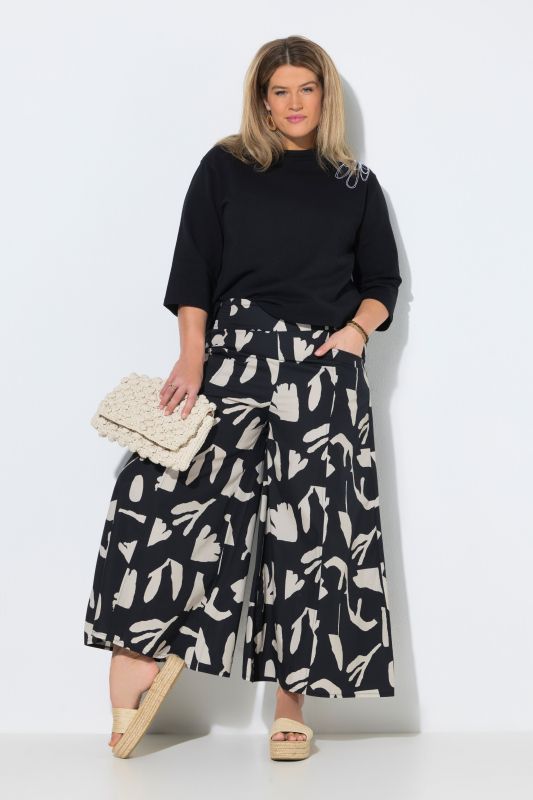 Jupe-culotte, fleurs, jambe large, ceinture élastique, coton bio