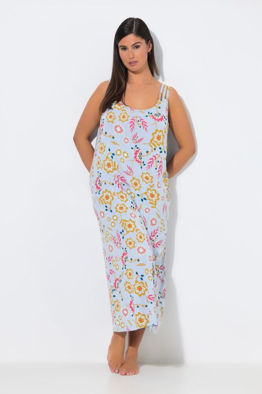 Chemise de nuit, motifs, sans manches, bretelles triples