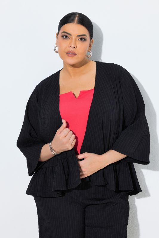 Blouse kimono, oversize, ourlet volanté, sans fermeture