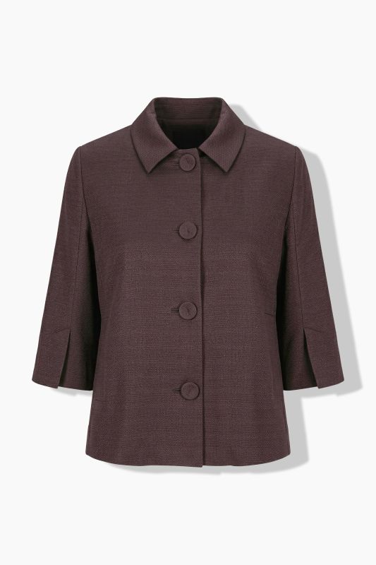 Veste coupe évasée, col chemise et manches 3/4 évasées