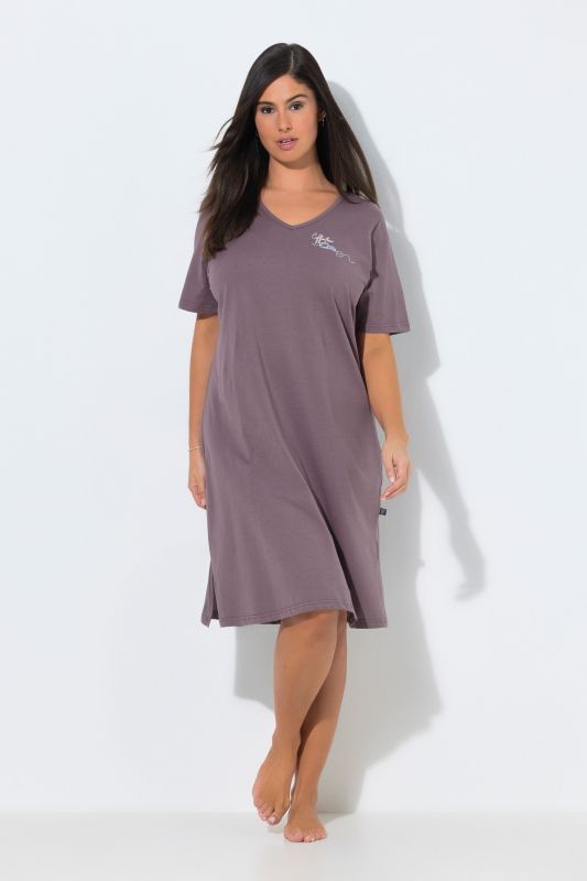 T-shirt long, Coffee Time, Col en V, Manches courtes
