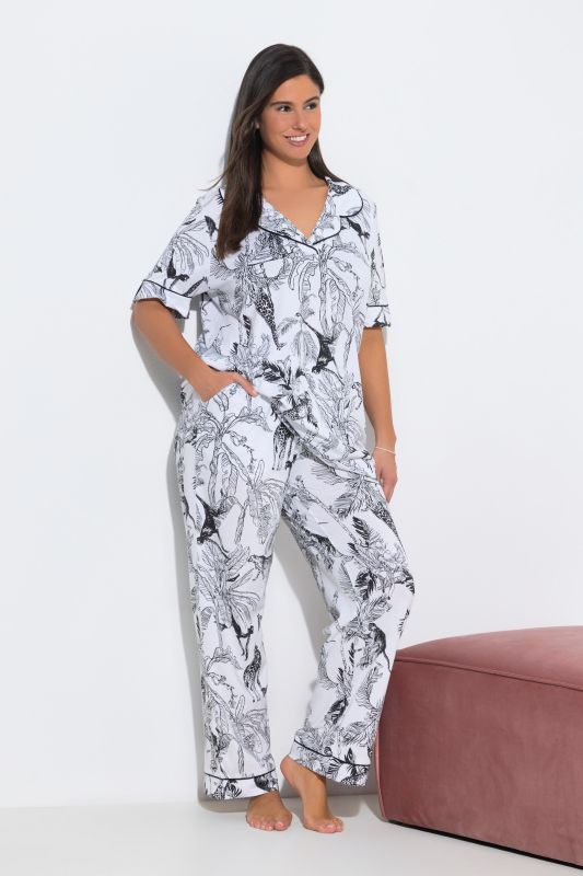 Pyjama à motif safari, manches mi-longues et col en V