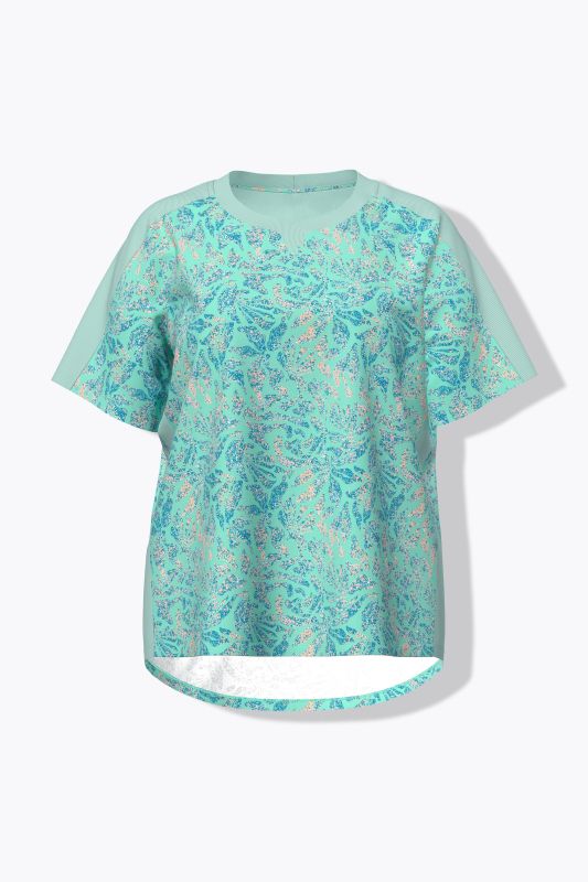 T-shirt technique, corail, col rond et manches courtes
