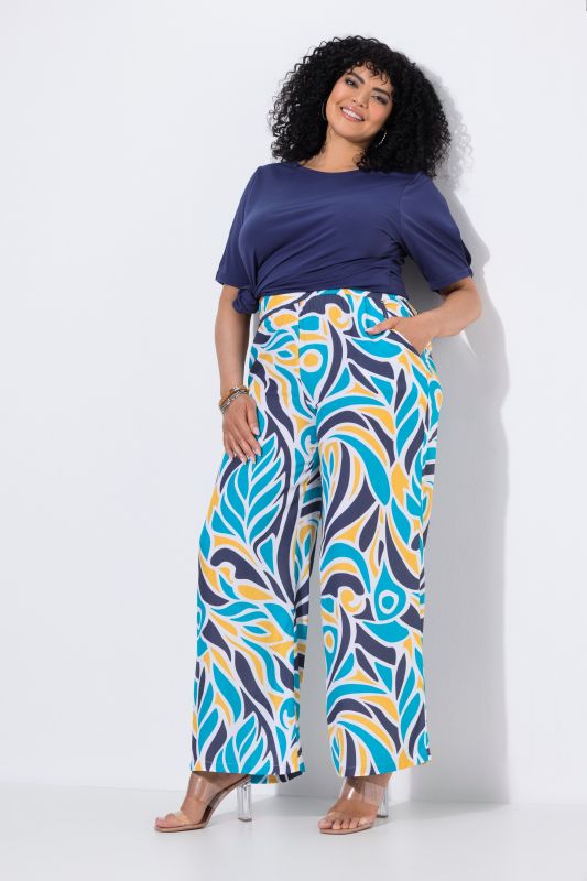 Pantalon large à ceinture élastique et imprimé