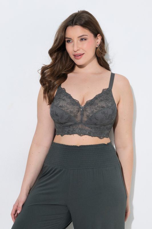 Soutien-gorge de maintien, sans armatures, dentelle brodée - bonnet B-H