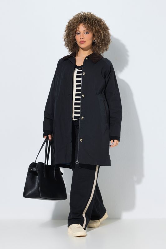 Barnjacket, doublure en chambray, col en velours côtelé et coupe évasée