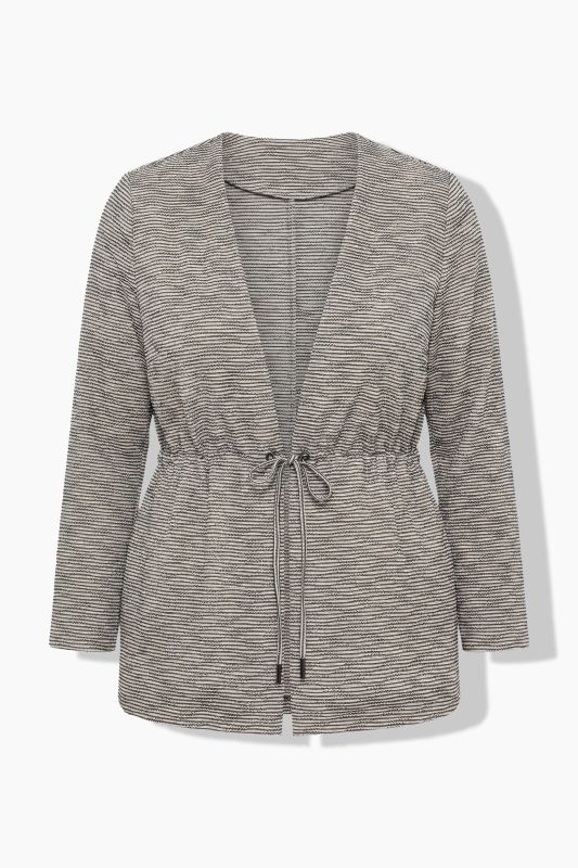 Veste avec rayures en relief, cordon sous tunnel à la taille, décolleté en V et manches longues