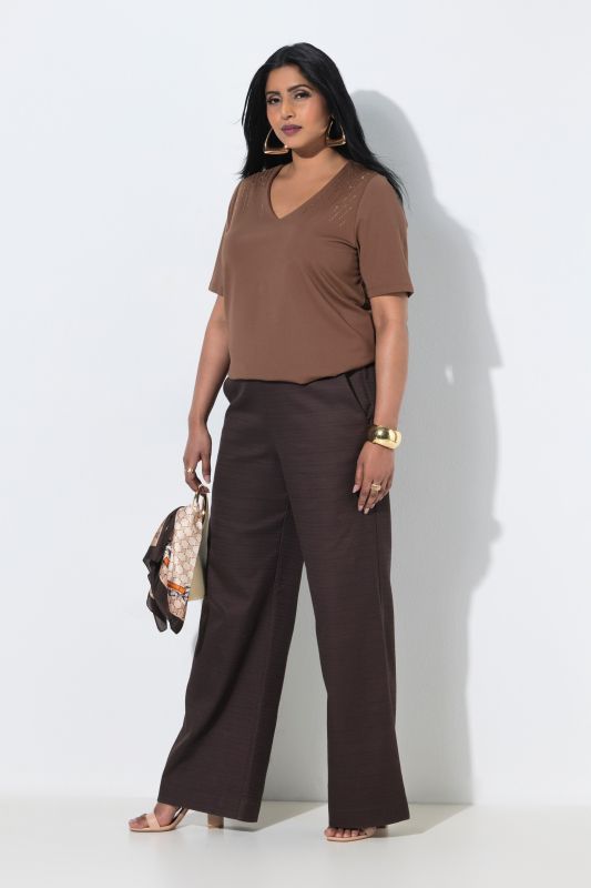 Pantalon jambe droite et large, taille confortable