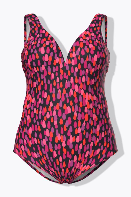 Maillot de bain avec bonnets souples, tige métallique et motif à pois, matière recyclée
