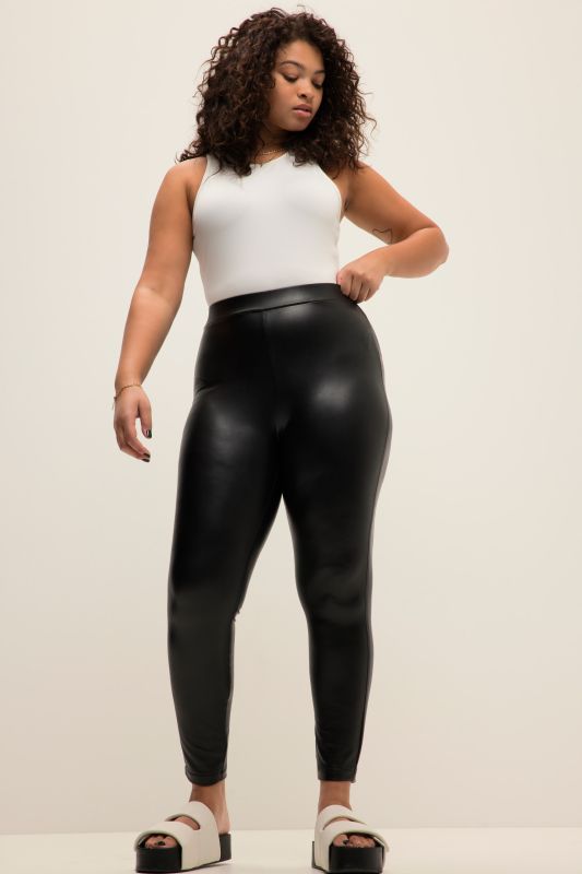 Legging enduit, matière extensible, taille élastique