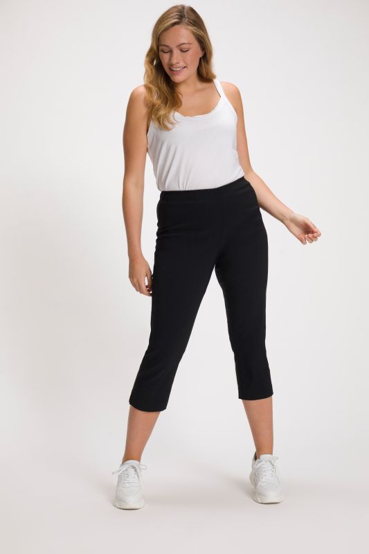 Pantalon en bengaline stretch, longueur 3/4 et taille élastique