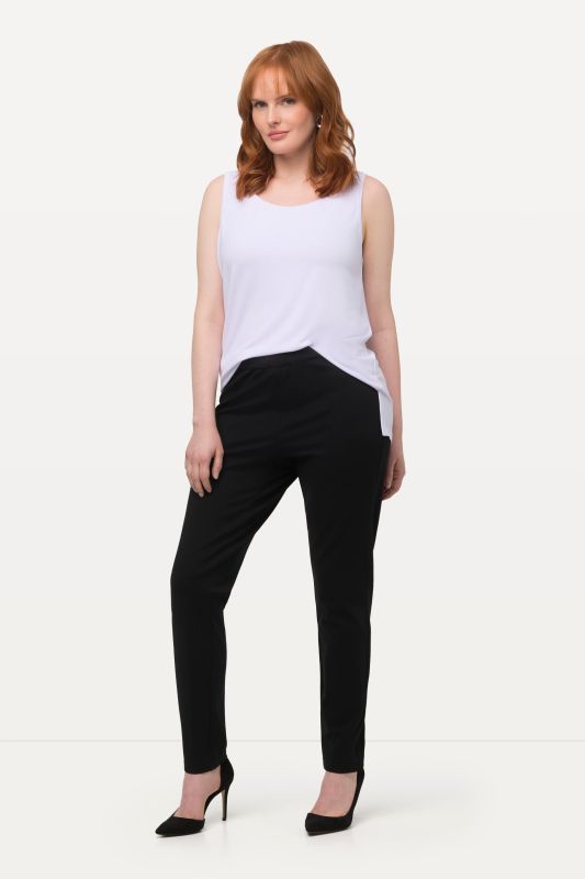 Pantalon en point de Rome Sienna, coupe slim et taille élastique