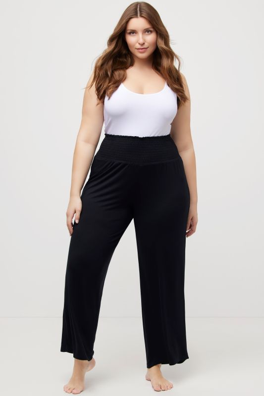 Pantalon Marlene à jambe large et taille élastique