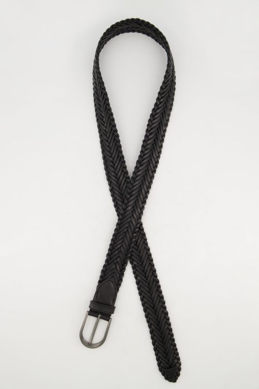 Ceinture en cuir véritable, effet tressé, boucle en métal