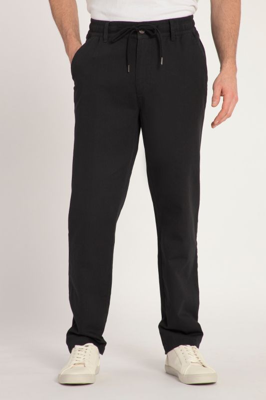 Pantalon aspect lin. Taille élastique. Coupe décontractée.