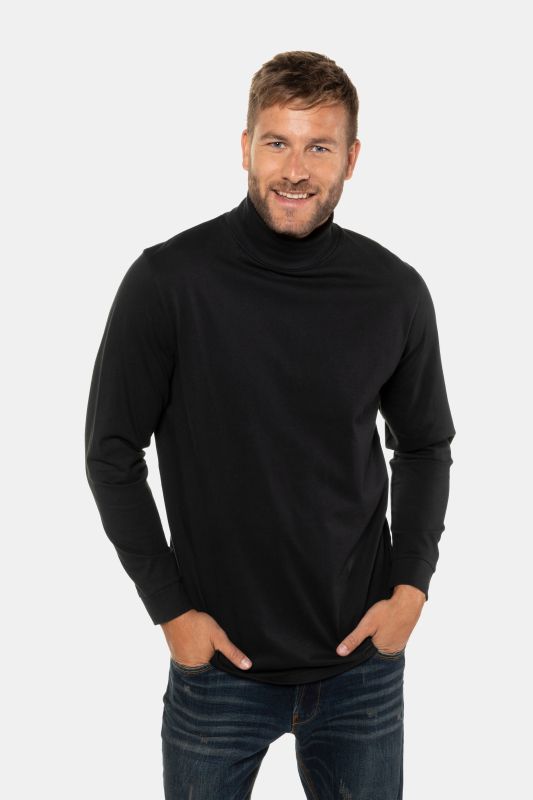 T-shirt à col roulé Basic en jersey, manches longues