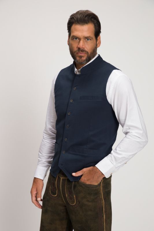 Gilet en molleton, style traditionnel bavarois. Col droit et broderie