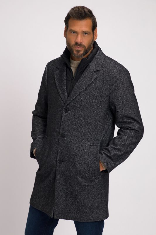 Manteau en laine mélangée, avec insert matelassé et col à revers