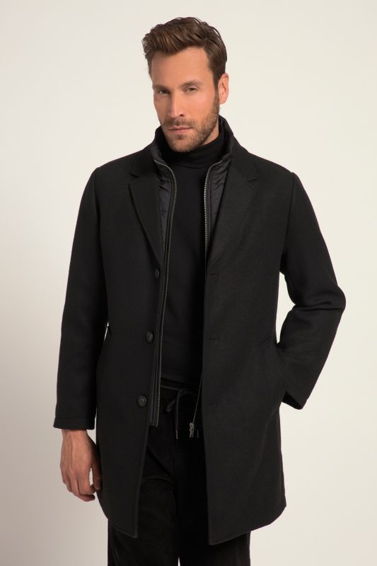 Manteau en laine mélangée, avec insert matelassé et col à revers. Jusqu'au 8 XL.