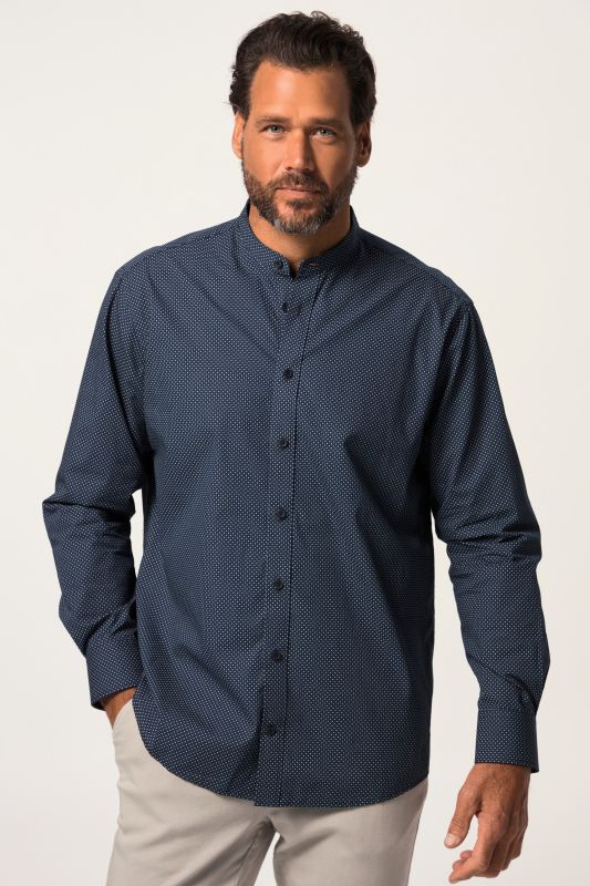 Chemise de ville à manches longues, micro-imprimé et col montant - coupe Comfort, jusqu'au 8XL