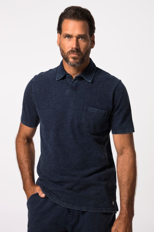 Polo manches courtes en maille piquée, aspect jean - jusqu'au 8XL