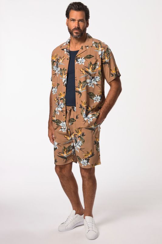 Bermuda en viscose à taille élastique,imprimé à fleurs - jusqu'au 8 XL