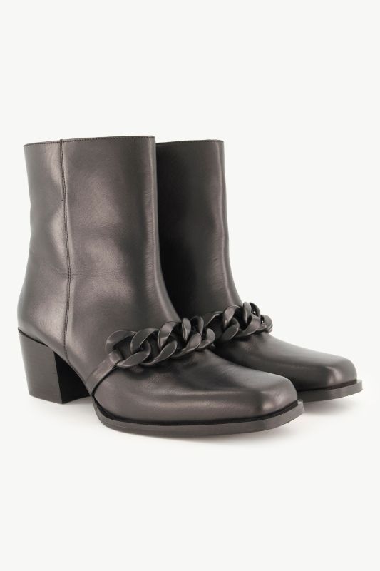 Bottines en cuir avec chaînette, semelle de propreté amovible - largeur H