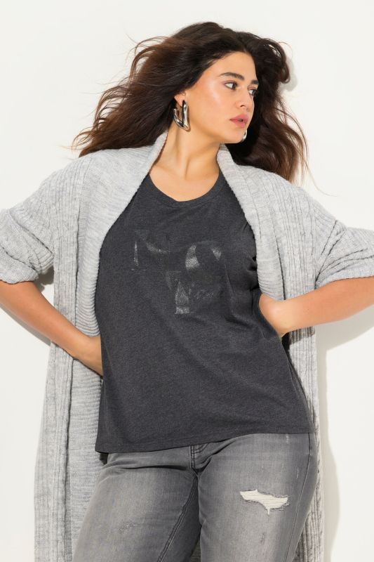 T-shirt oversize avec message, col rond et manches courtes