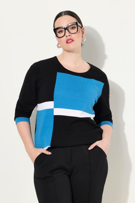 Pull à col rond et manches longues, esprit « colour block »