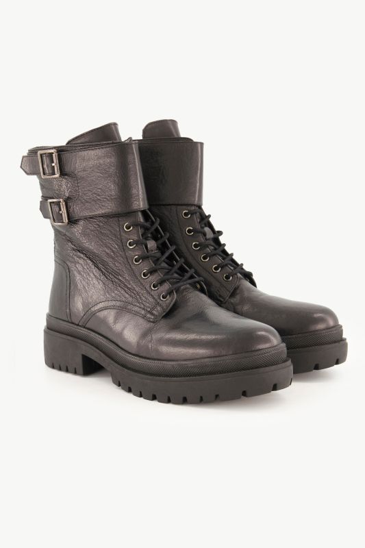 Bottines en cuir avec laçage, semelle de propreté amovible - largeur H