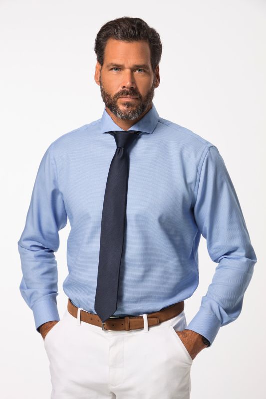 Chemise de ville à manches longues et col italien. Micro-imprimé. Technologie EasyCare. Coupe Modern Fit - jusqu'au 8 XL