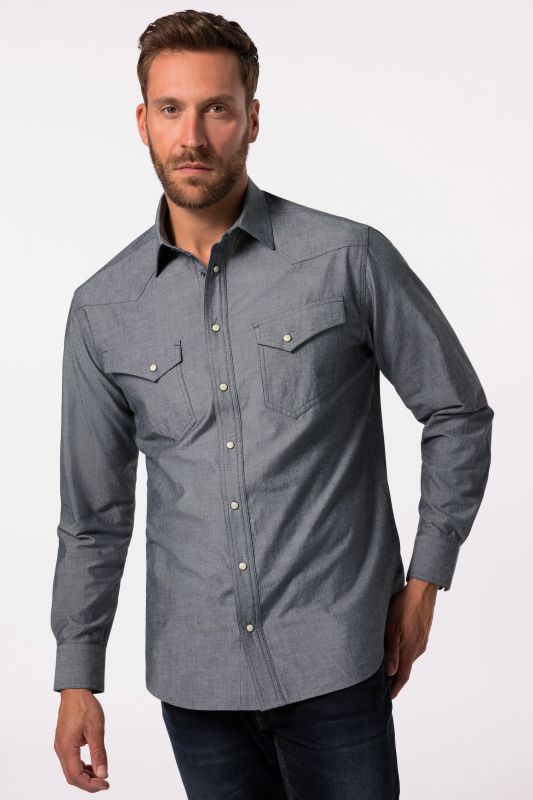 Chemise manches longues esprit cowboy, coupe Modern Fit et col Kent - jusqu'au 8 XL