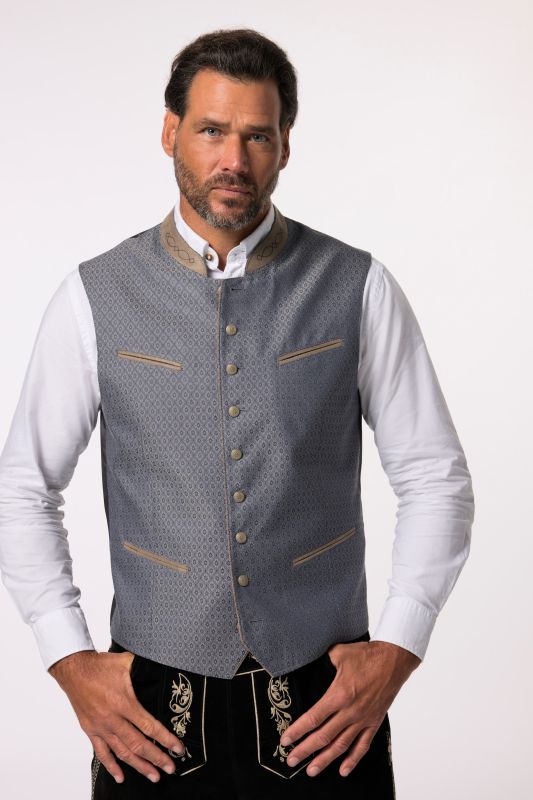 Gilet JP 1880, tenue traditionnelle, col montant brodé, dos doublé - jusqu'au 74