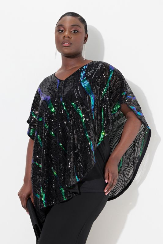 Blouse oversize doublée. Voile en mousseline à sequins