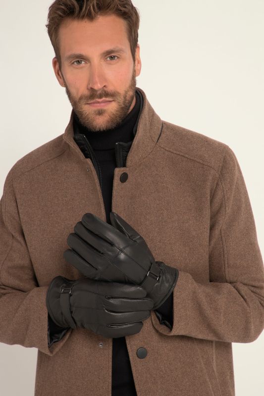 Gants en cuir véritable, doublure bien chaude et patte de réglage