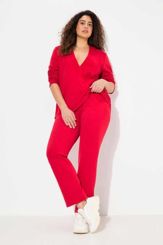 Pantalon en molleton Ruby, jambe droite, ceinture élastique et cordon de serrage