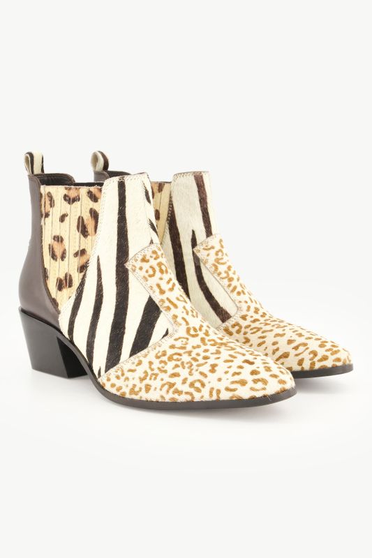 Bottines en cuir imprimés animaux, largeur H